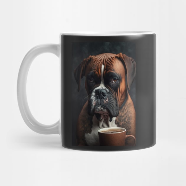 Brewed for the Tired Boxer: A Canine-Approved Print for Coffee Lovers by PixelProphets